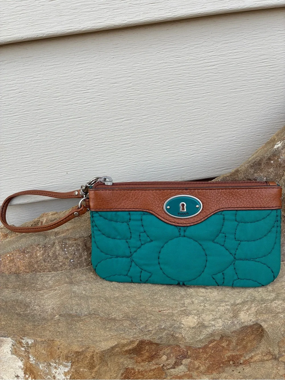 Vintage Fossil Key-Per Wristlet